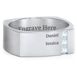 Men's Cache Square-shaped Gemstone Ring in 925 Sterling Silver with Aquamarine