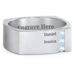 Men's Cache Square-shaped Gemstone Ring in 925 Sterling Silver with Blue Topaz
