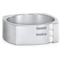 Men's Cache Square-shaped Gemstone Ring in 925 Sterling Silver with Opal