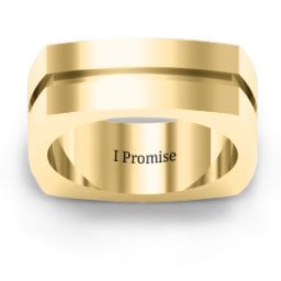Men's Fissure Grooved Square-shaped Ring