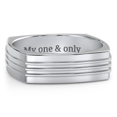 Men's Bridge Grooved Square-shaped Ring