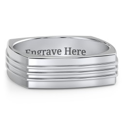 Men's Bridge Grooved Square-shaped Ring