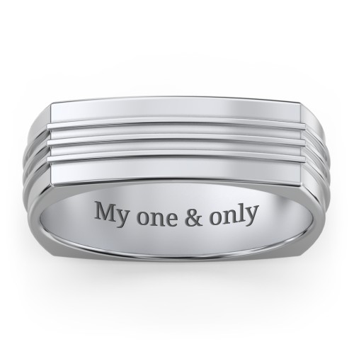 Men's Bridge Grooved Square-shaped Ring
