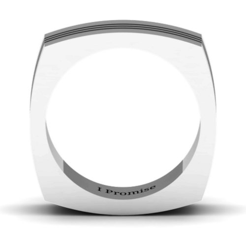 Men's Stria Grooved Square-shaped Ring