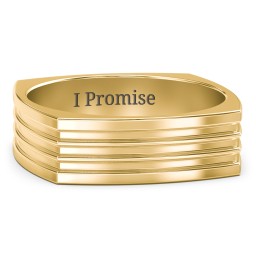 Men's Stria Grooved Square-shaped Ring in 9K Solid Yellow Gold