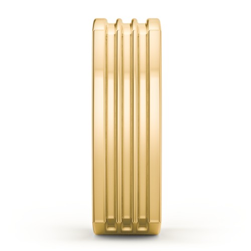 Men's Stria Grooved Square-shaped Ring – 9kt Yellow Gold