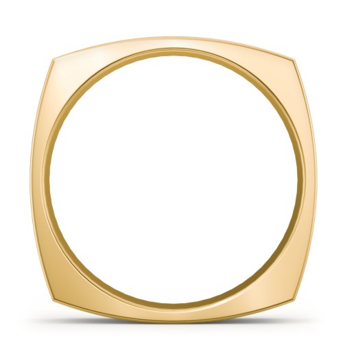 Men's Stria Grooved Square-shaped Ring – 9kt Yellow Gold