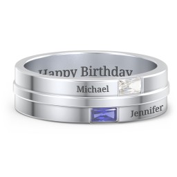 Men's Double Baguette Ring in 925 Sterling Silver