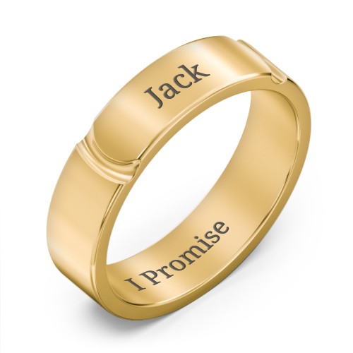 Men's Lysander Curved Groove Ring – 9kt Yellow Gold