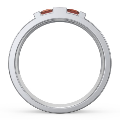 Men's Engravable 4 Stone Grooved Ring