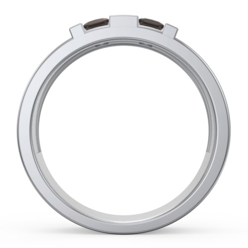 Men's Engravable 4 Stone Grooved Ring