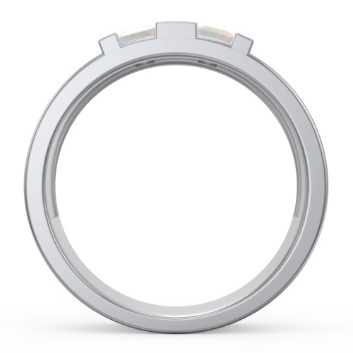 Men's Engravable 4 Stone Grooved Ring