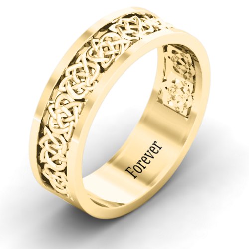 Men's Half Eternity Celtic Ring – 9kt Yellow Gold