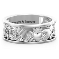 Men's Celtic Claddagh Band Ring – Sterling Silver