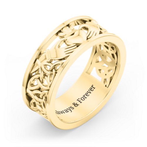 Men's Celtic Claddagh Band Ring – 9kt Yellow Gold