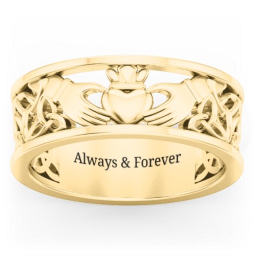 Men's Celtic Claddagh Band Ring – 9kt Yellow Gold