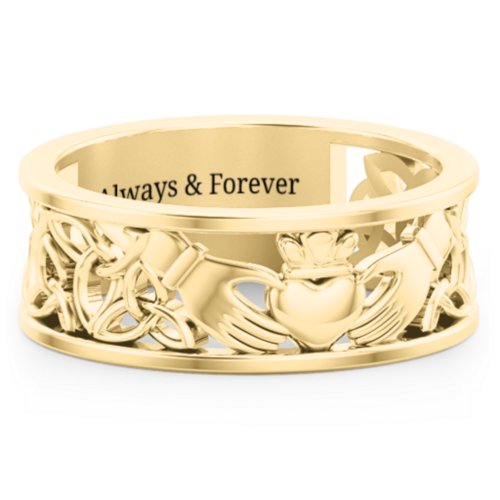 Men's Celtic Claddagh Band Ring – 9kt Yellow Gold