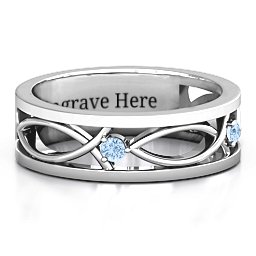 Men's Classic Fish Ring in 925 Sterling Silver with Aquamarine
