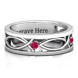 Men's Classic Fish Ring in 925 Sterling Silver with Ruby
