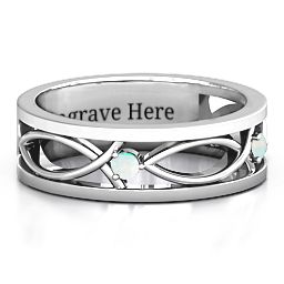 Men's Classic Fish Ring in 925 Sterling Silver with Opal