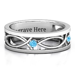 Men's Classic Fish Ring in 925 Sterling Silver with Blue Topaz
