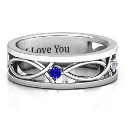 Men's Classic Fish Ring in 925 Sterling Silver with Blue Sapphire and Cubic Zirconia