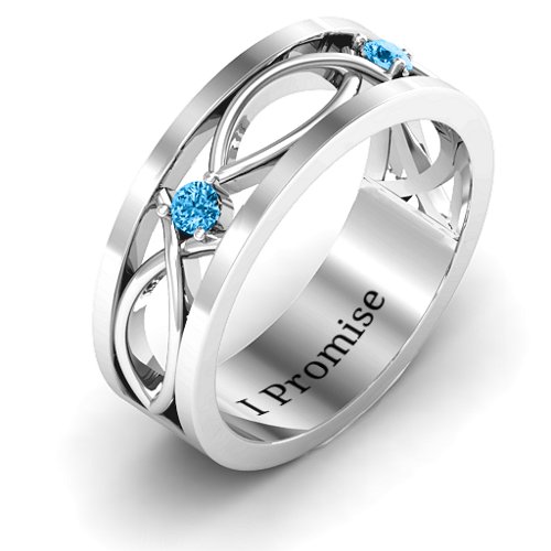 Men's Classic Fish Ring – Sterling Silver with Blue Topaz