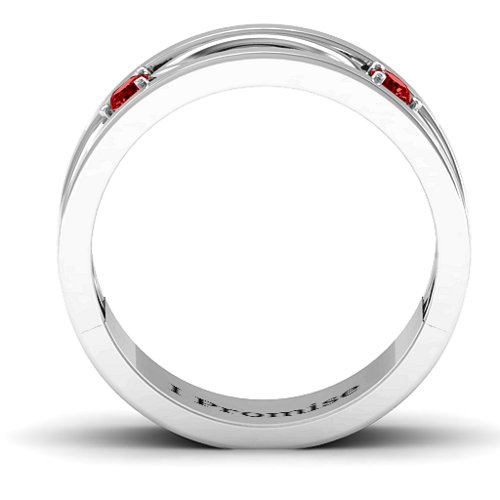 Men's Classic Fish Ring – Sterling Silver with Garnet