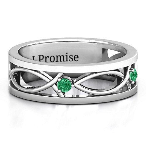 Men's Classic Fish Ring – Sterling Silver with Emerald
