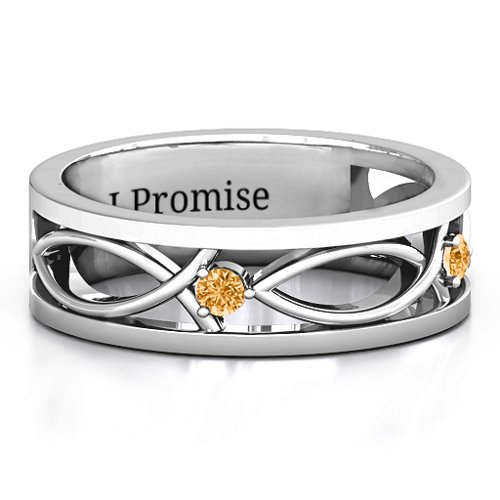 Men's Classic Fish Ring – Sterling Silver with Citrine