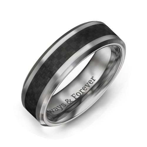 Men's Tungsten Ring with Carbon Fiber Inlay