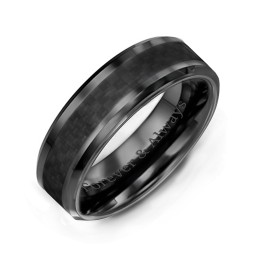 Men's Nightfall Ceramic 8mm Ring with Carbon Fiber Inlay