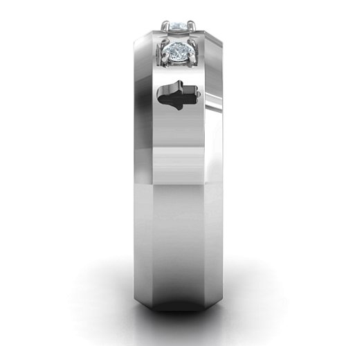 Men's Judaica Ring – Sterling Silver with Cubic Zirconia