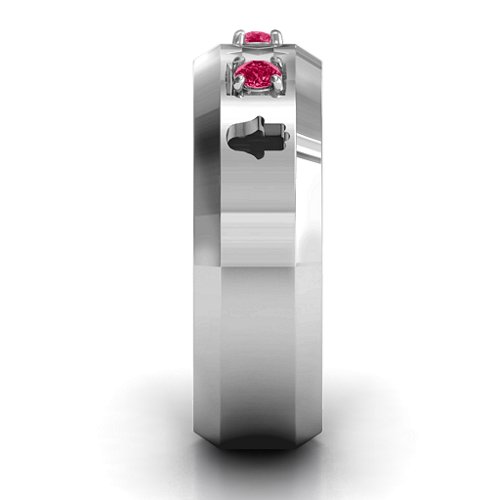 Men's Judaica Ring – Sterling Silver with Ruby