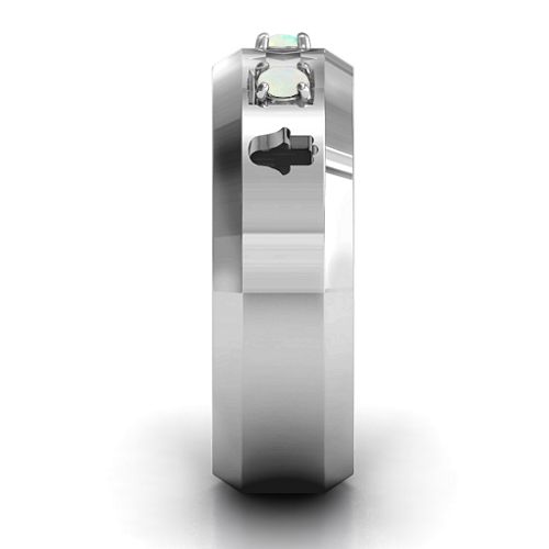 Men's Judaica Ring – Sterling Silver with Opal