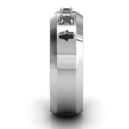 Men's Judaica Ring – Sterling Silver with Alexandrite