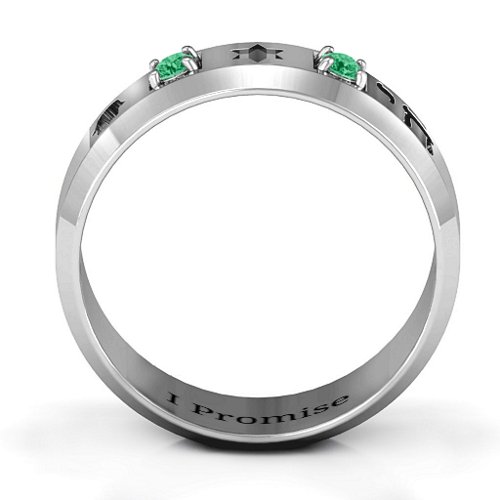 Men's Judaica Ring – Sterling Silver with Emerald