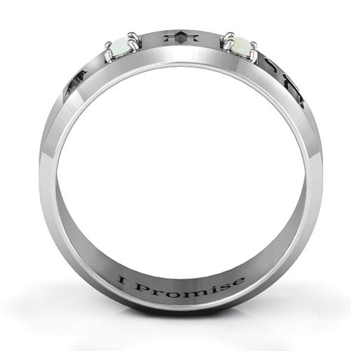 Men's Judaica Ring – Sterling Silver with Opal