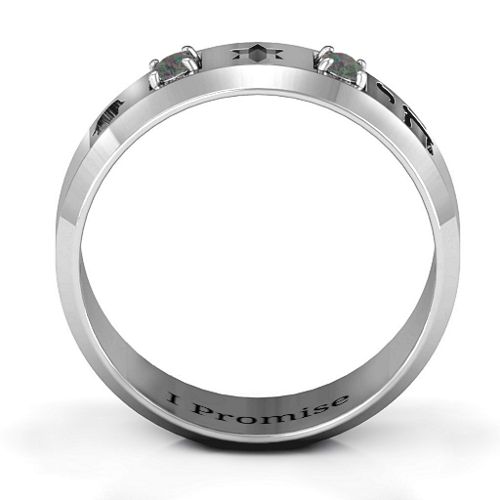Men's Judaica Ring – Sterling Silver with Alexandrite