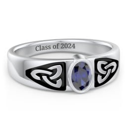 Men's Trinity Knot Ring With Oval Stone
