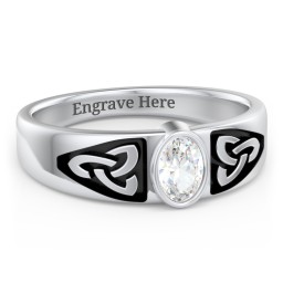 Men's Trinity Knot Ring With Oval Stone