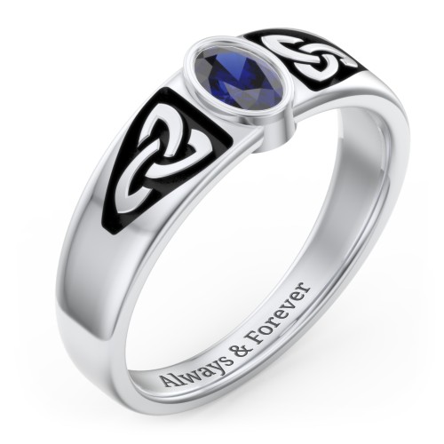 Men's Trinity Knot Ring With Oval Stone