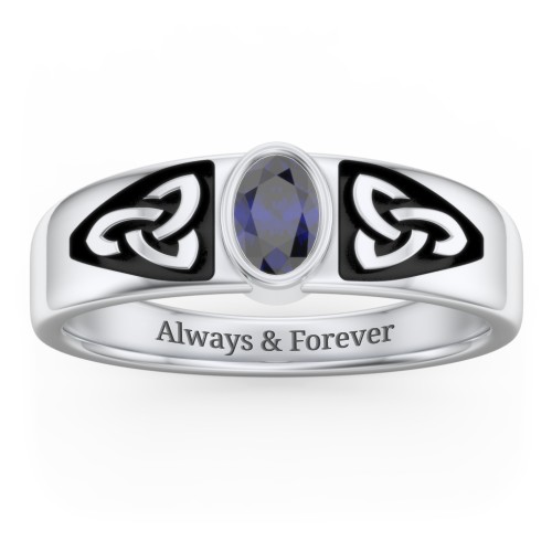 Men's Trinity Knot Ring With Oval Stone