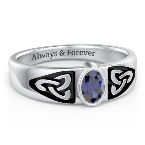 Men's Trinity Knot Ring With Oval Stone