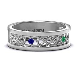 Men's Two-Stone Interwoven Infinity Band