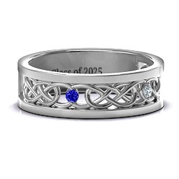 Men's Two-Stone Interwoven Infinity Band