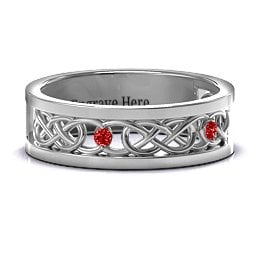 Men's Two-Stone Interwoven Infinity Band