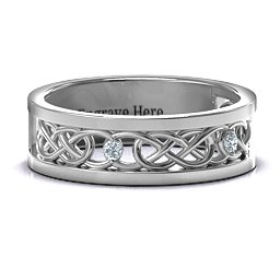 Men's Two-Stone Interwoven Infinity Band
