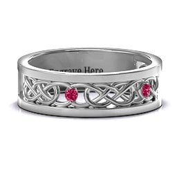 Men's Two-Stone Interwoven Infinity Band