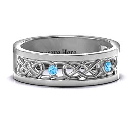Men's Two-Stone Interwoven Infinity Band